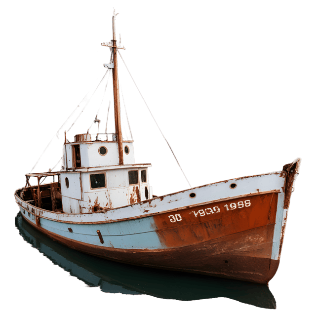 Free transparent PNG: Rusty Fishing Vessel PNG with Transparent Background for Nautical Art and Design