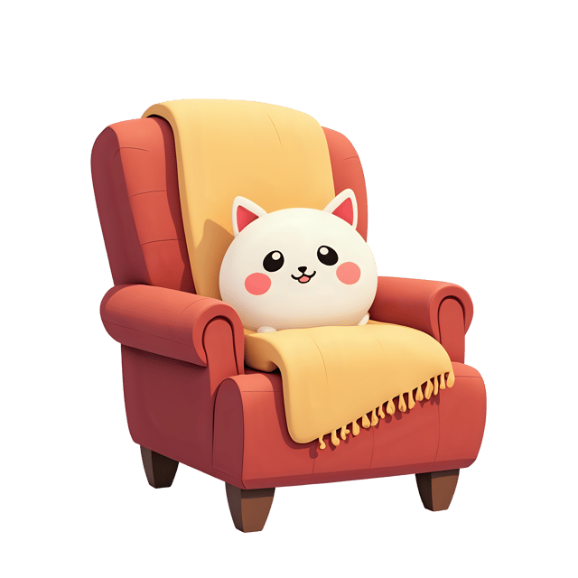 Free transparent PNG: Cozy Reading Chair with Blanket PNG Illustration for Home and Nursery Decor