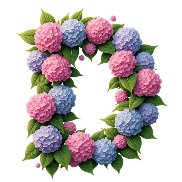 Free transparent PNG: Wavy Hydrangeas D Shape PNG Design for Floral and Decorative Use