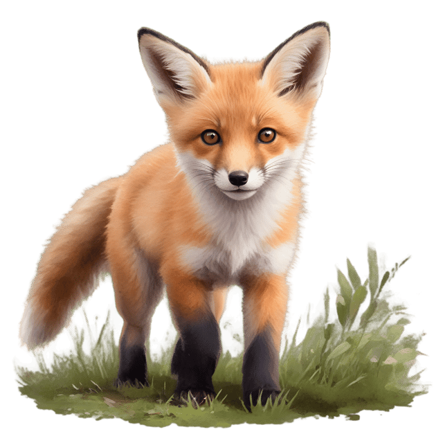 Free transparent PNG: Playful Fox Cub in Forest Glade PNG Image with Transparent Background
