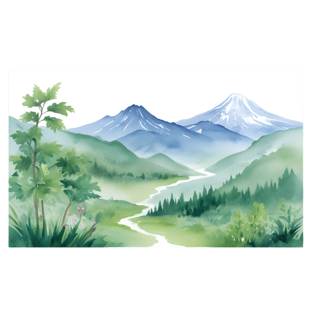 Free transparent PNG: Tranquil Mountain Landscape with Lush Greenery PNG