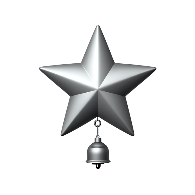 Free transparent PNG: Silver Star Ornament with Dangling Bell  Christmas Clipart, free png download