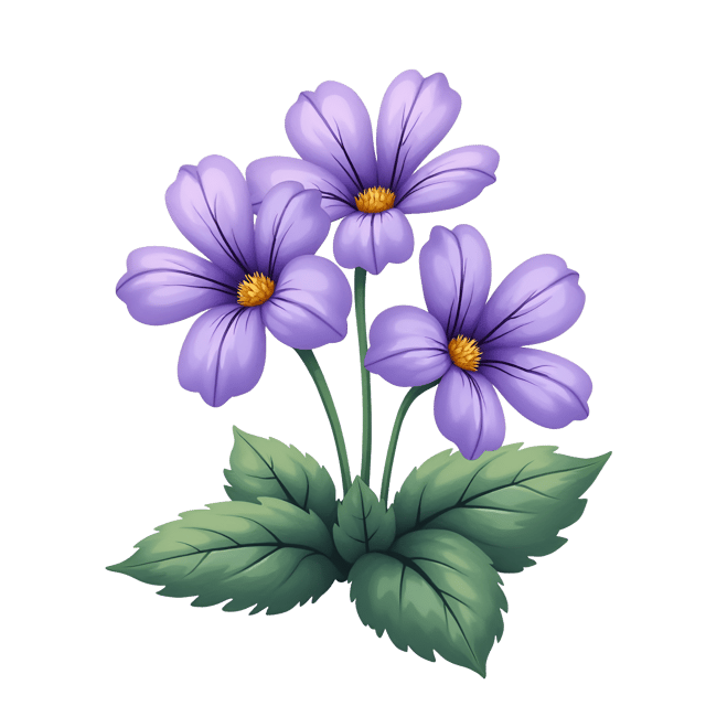 Free transparent PNG: Cute Violet Flower with Soft Lavender Petals and Fuzzy Leaves Clipart