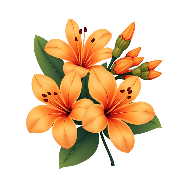 Free transparent PNG: Fragrant Orange Freesias Bouquet PNG with Transparent Background for Floral Design and Clipart