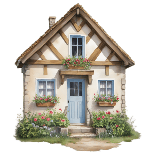 Free transparent PNG: Floral Rustic Cottage PNG Image for Nursery and Crafting Projects
