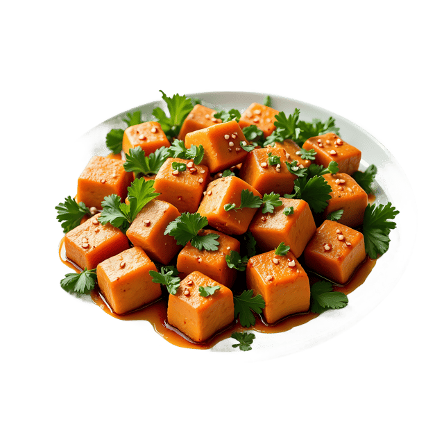 Free transparent PNG: Sizzling Stir-Fried Tofu and Vegetables PNG with Transparent Background