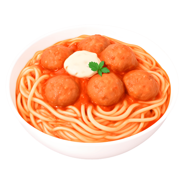 Free transparent PNG: Hearty Meatball Spaghetti with Melted Mozzarella PNG