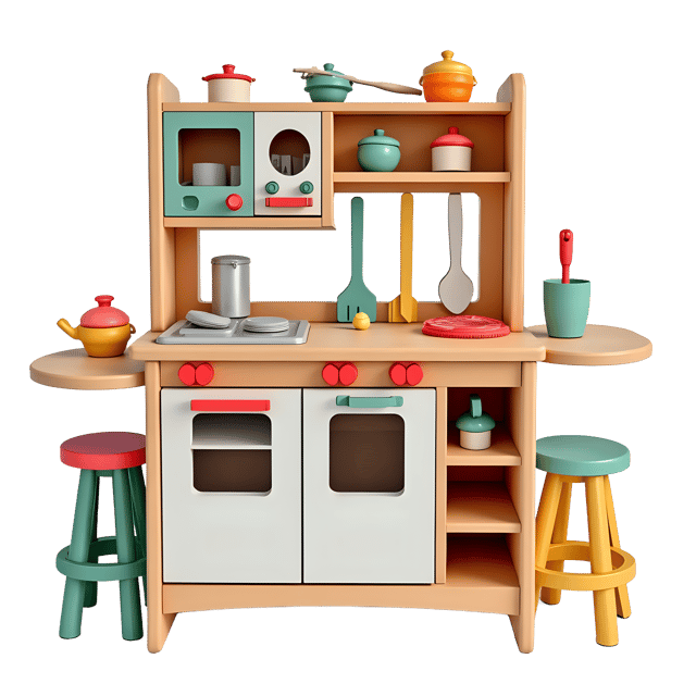 Free transparent PNG: Cheerful Wooden Play Kitchen PNG with Transparent Background