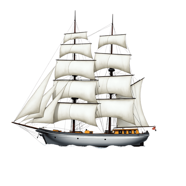 Free transparent PNG: Modern Ship White Hull and Billowing Sails Transparent PNG