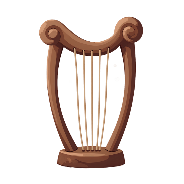 Free transparent PNG: Ethereal Harp with Silver Strings PNG for Artistic and Decorative Use