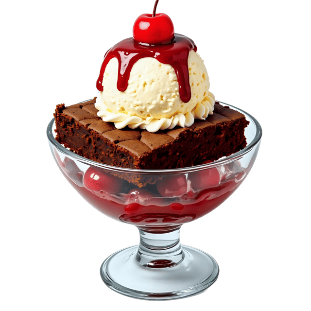 Free transparent PNG: Brownie Sundaes with Cherry Topping  Dessert Clipart, free downloadable png