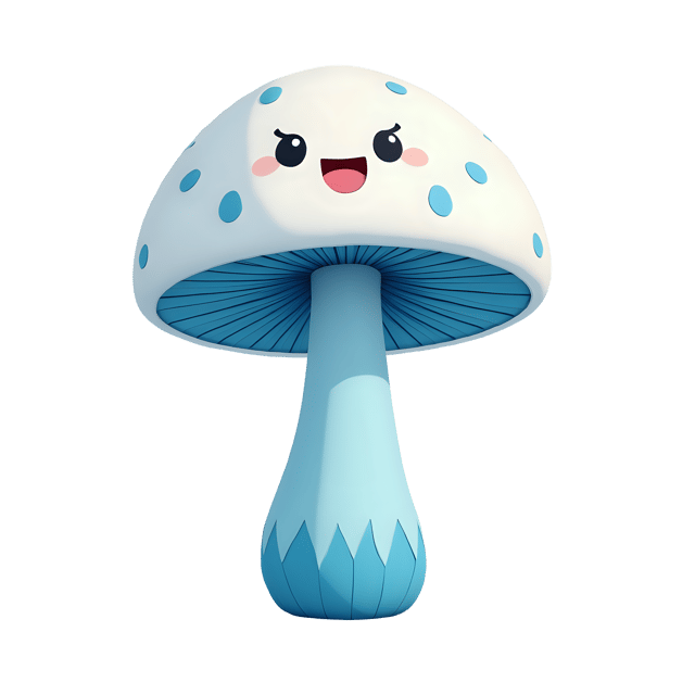 Free transparent PNG: Cheerful White Mushroom with Bright Blue Stem PNG Illustration for Decor and Crafts