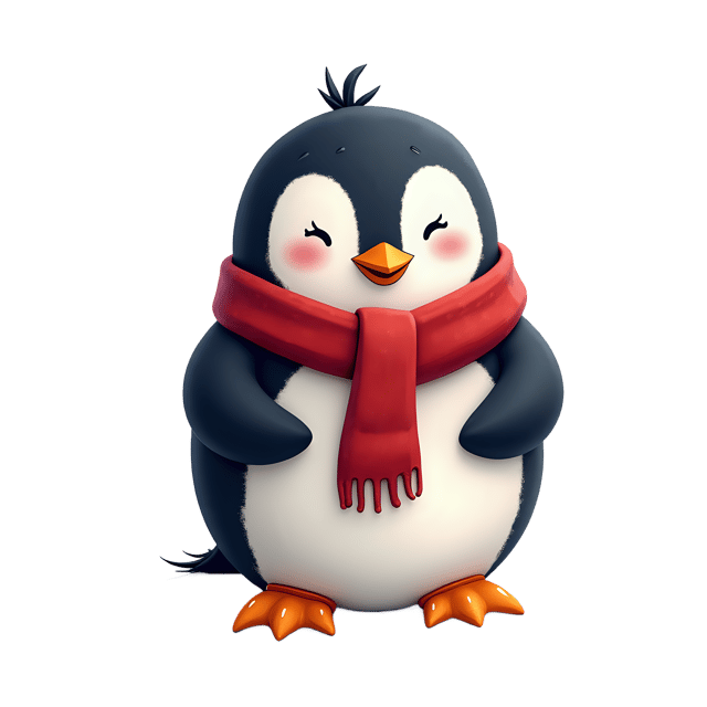 Free transparent PNG: Adorable Penguin in Cozy Scarf PNG with Transparent Background