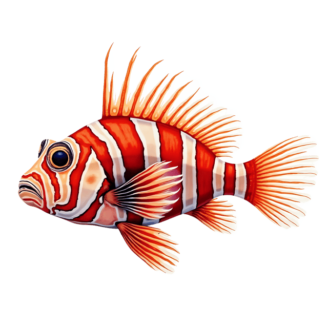 Free transparent PNG: Lionfish PNG with Venomous Spines and Red and White Stripes on Transparent Background