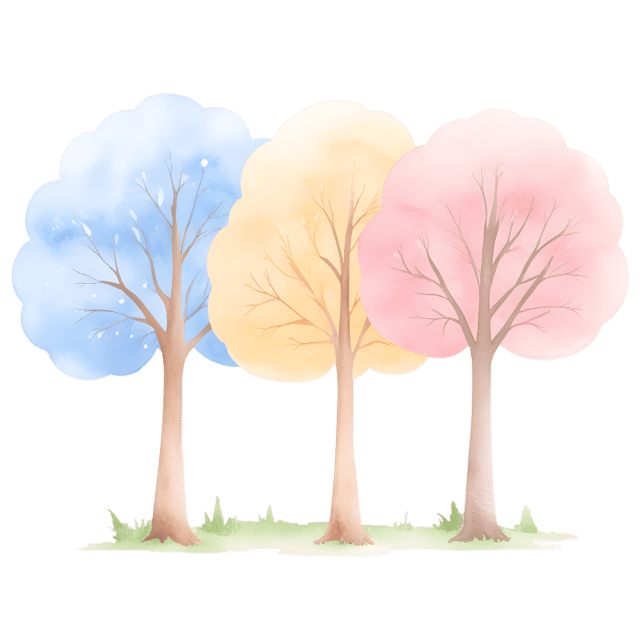 Free transparent PNG: Whimsical Pastel-Toned Trees PNG Design for Tranquil Imagery and Decor