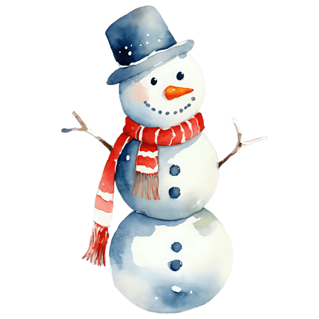 Free transparent PNG: Classic Snowman Watercolor PNG – Transparent Background Illustration