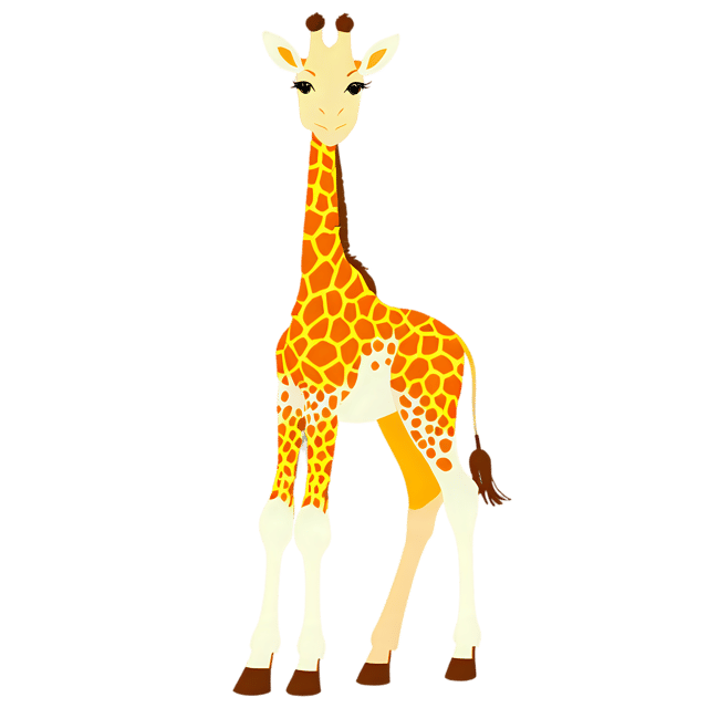 Free transparent PNG: Cute Cartoon Giraffe Illustration with Transparent Background in PNG Format