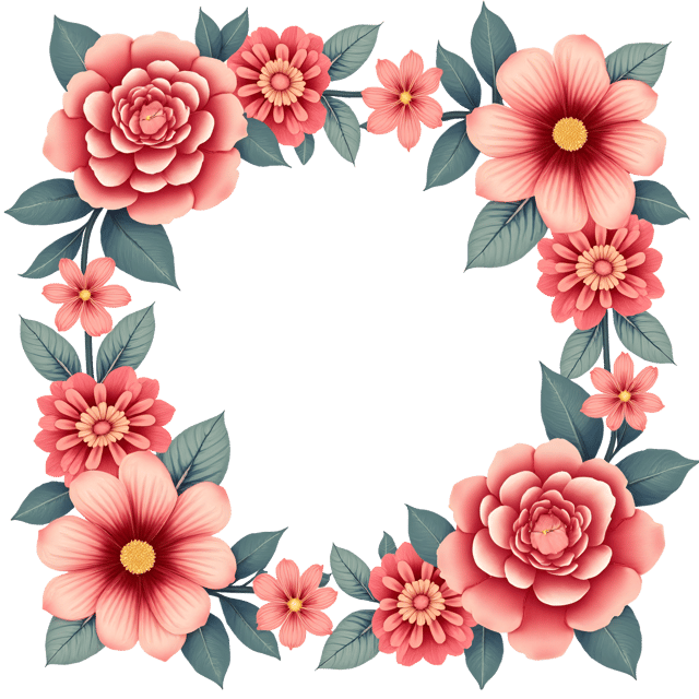 Free transparent PNG: Beautiful Flower Border Clipart with Detailed Petal Patterns for Floral Illustration