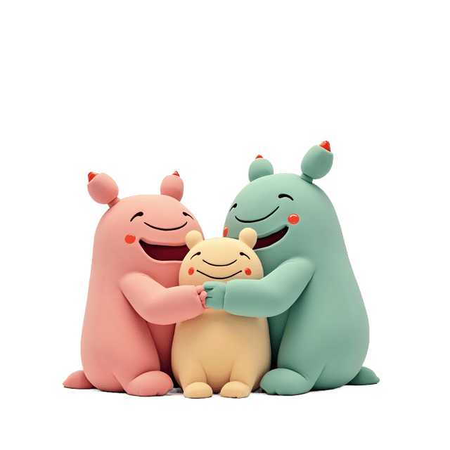 Free transparent PNG: 3 Fluffy Monster Doll PNG with Transparent Background in Calming Pastel Shades