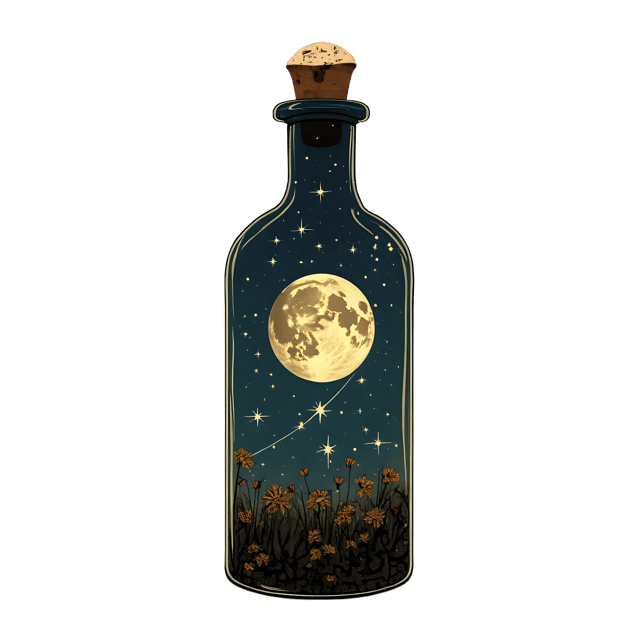 Free transparent PNG: Moon and Stars in a Bottle PNG Clipart  Perfect for Night Sky Crafts  Decor