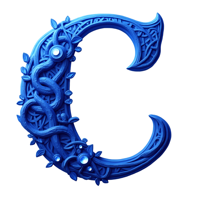 Free transparent PNG: Vivid Blue Celtic Knot 'C' Letter with Crystal Embellishments on Transparent Background