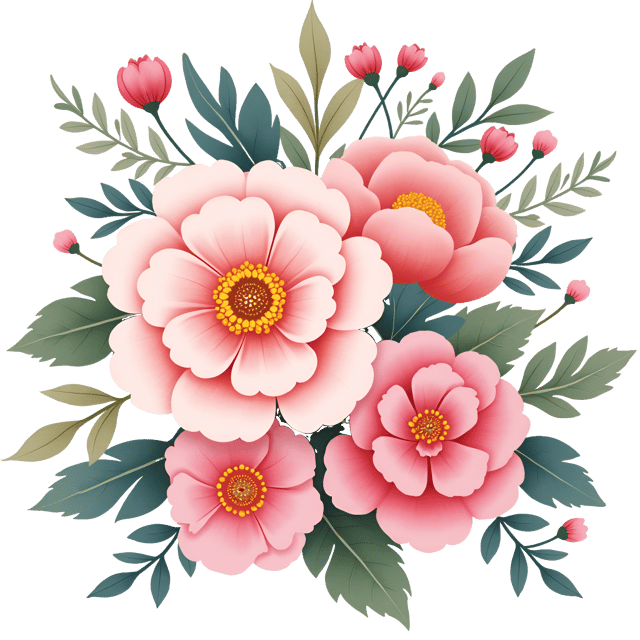 Free transparent PNG: Breathtaking Blooming Peonies, Hydrangeas, and Roses in Watercolor Illustration