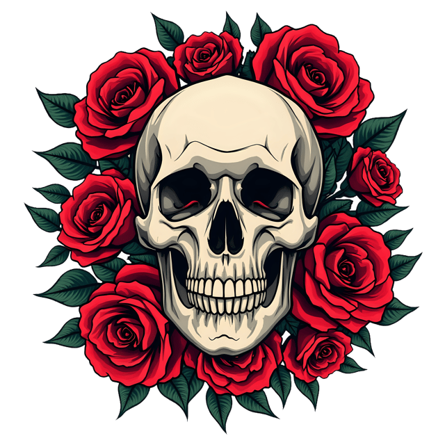 Free transparent PNG: Magnificent Crimson Floral Skull with Roses PNG Image for Art and Decor