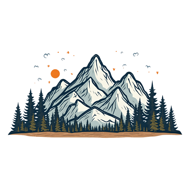 Free transparent PNG: Boho Mountain Outline  Rustic Trim Design, free download png