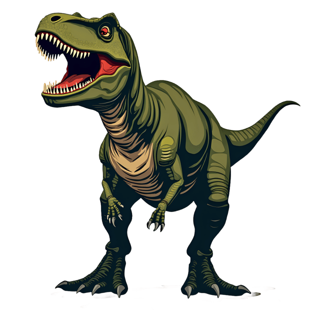 Free transparent PNG: Huge Tyrannosaurus Rex PNG with Sharp Teeth and Scaly Olive-Green Skin