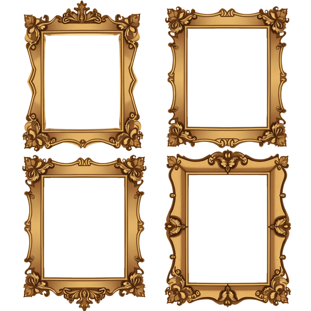 Free transparent PNG: Gilded Bronze Frame with Ornaments and Scrolled Accents - Whimsical Cartoon Watercolor Illustration