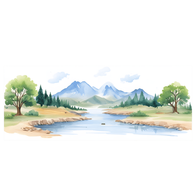 Free transparent PNG: Watercolor Landscape with Transparent Background PNG