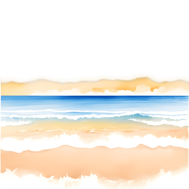 Free transparent PNG: Gentle Waves Meeting Sandy Shore Under Golden Sky Transparent Background PNG