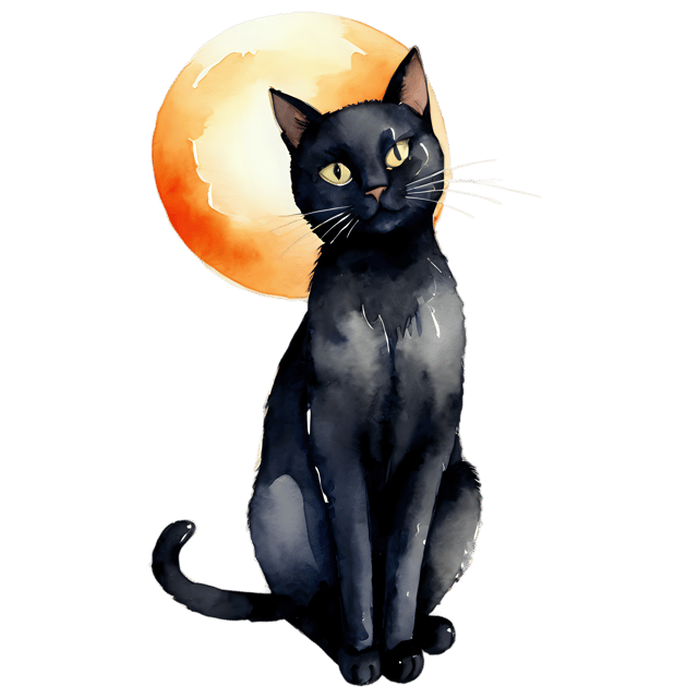 Free transparent PNG: Watercolor Black Cat PNG – Transparent Halloween Illustration