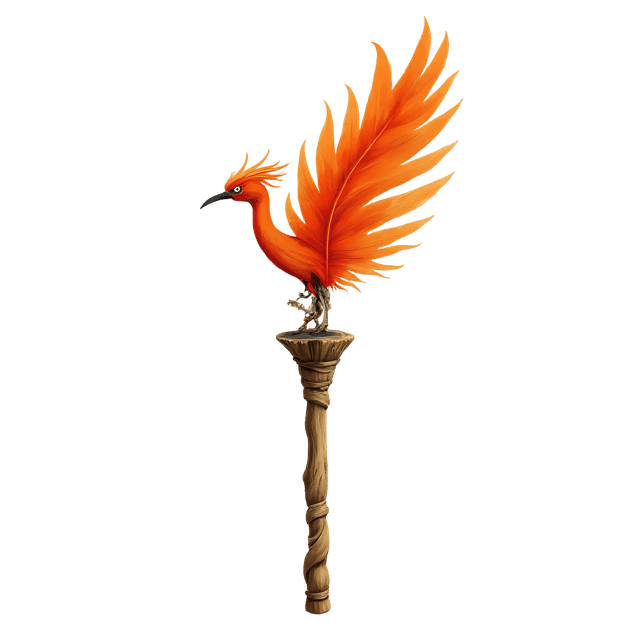 Free transparent PNG: Tanjore Woodcut Phoenix Feather Staff PNG Design