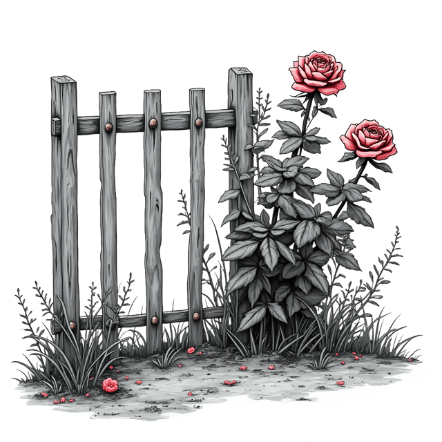 Free transparent PNG: Rose Bush Beside Old Fence  Garden Clipart, free transparent png download