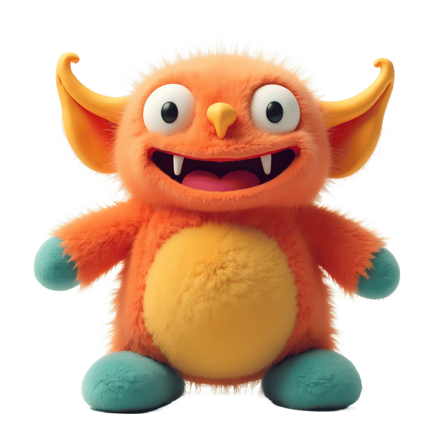 Free transparent PNG: Friendly Monster Plushie PNG with Transparent Background for Cute and Cozy Decorations