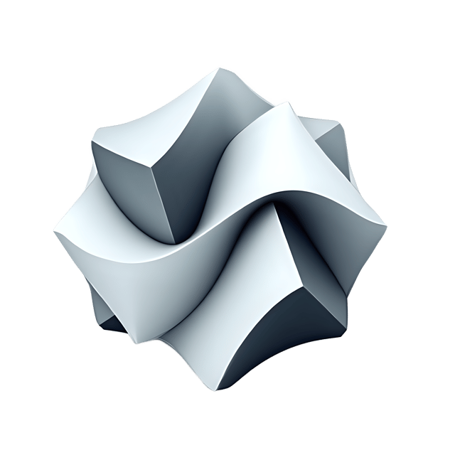 Free transparent PNG: Modern Geometric Form with Mirrored Faces and Sleek Curves - Transparent PNG