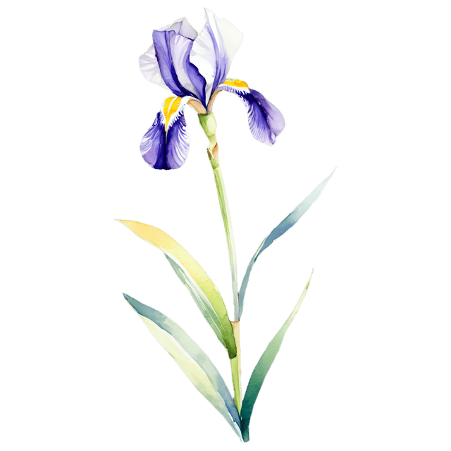Free transparent PNG: Watercolor Iris Flower Transparent PNG – Gentle Illustration for Floral Designs