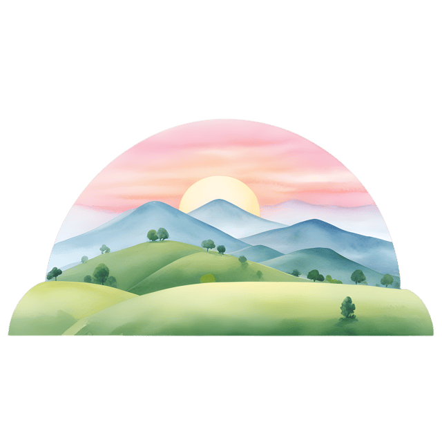 Free transparent PNG: Pastel Sunrise Over Rolling Hills - PNG with Transparent Background