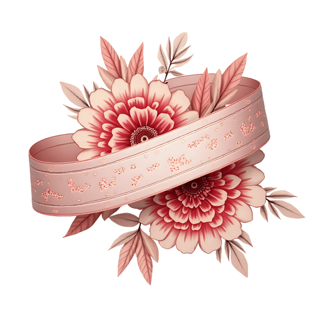 Free transparent PNG: Embossed Floral Ribbon with Shimmer Print  Elegant Decorative Clipart, free transparent png download