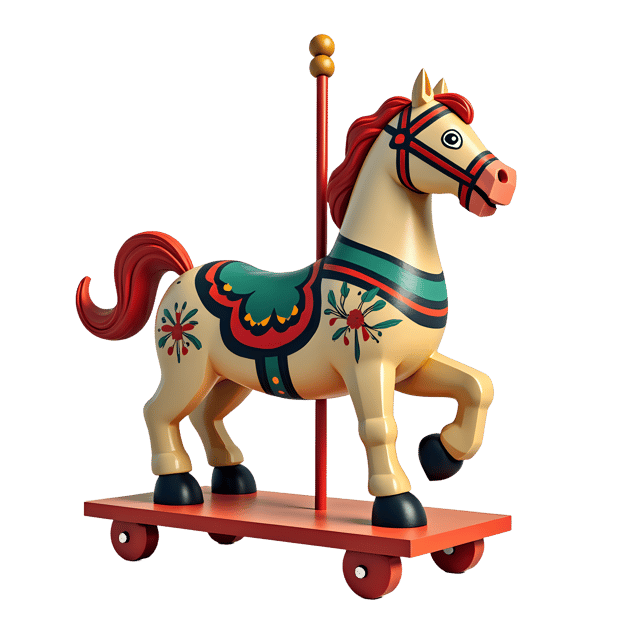 Free transparent PNG: Hand-Painted Wooden Carousel Horse PNG with Vibrant Colors and Shiny Eyes