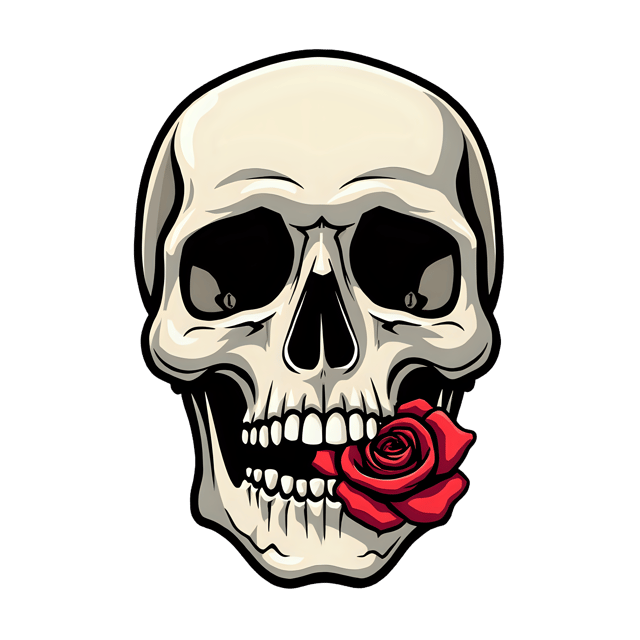 Free transparent PNG: Skull with Rose in Mouth  Gothic Clipart, free downloadable png