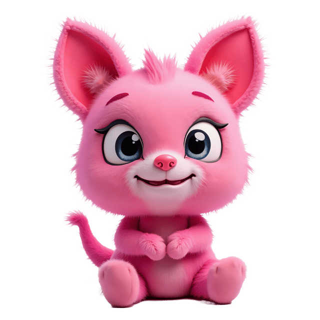Free transparent PNG: Pink Monster Doll with Fuzzy Ears PNG