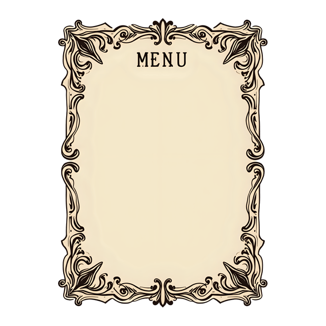 Free transparent PNG: Vintage Ephemera Menu Card  Ornate Border Design, free download png