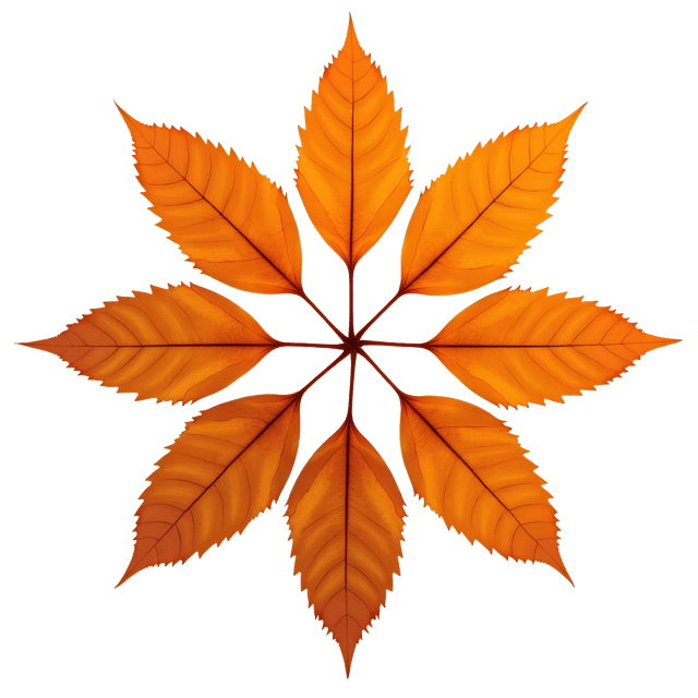 Free transparent PNG: Symmetrical Orange and Brown Autumn Leaf Ornament PNG with Transparent Background
