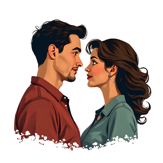 Free transparent PNG: Couple Looking at Each Other in Intimate Moments Artwork for Relationship and Love Themes