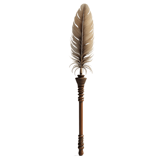 Free transparent PNG: Ceremonial Wand with Feathered Tip PNG Design for Rituals and Decor