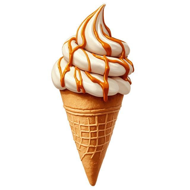 Free transparent PNG: Sugar Cone with Caramel Drizzle  Dessert Clipart, free download png