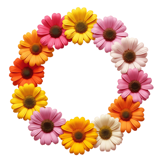 Free transparent PNG: Colorful Daisy Circle Arrangement PNG for Decorative and Craft Design