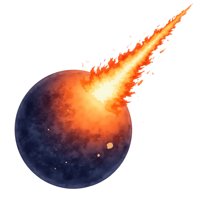 Free transparent PNG: Burning Meteor Streak Near Planet  Space Theme Clipart, free downloadable png